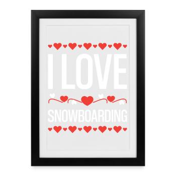 I Love Snowboarding - Framed poster (27 × 37 cm) - black - Front