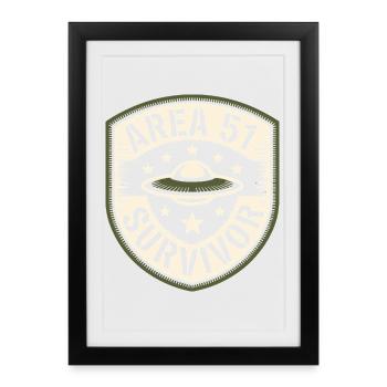 Funny Area 51 Survivor Alien UFO - Framed poster (27 × 37 cm) - black - Front