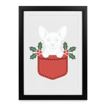 Pocket Pup Holly Christmas - Framed poster (27 × 37 cm) - black - Front