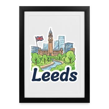 Bâtiment Leeds Skyline Parkinson Bâtiment Art - Affiche encadrée (27 × 37 cm) - noir - Devant