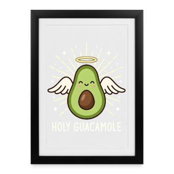 Saint Guacamole Ange Avocat Mignon - Affiche encadrée (27 × 37 cm) - noir - Devant