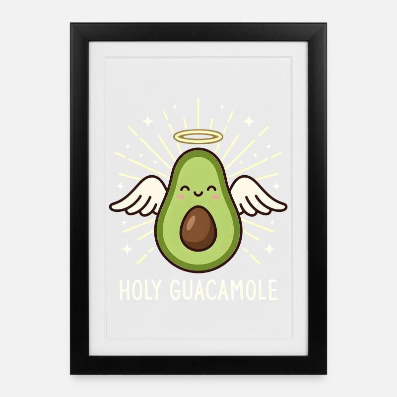 Heiliger Guacamole süßer Avocado-Engel - Gerahmtes Poster (27 × 37 cm) - Schwarz