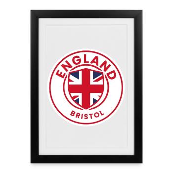 Emblème de Bristol en Angleterre - Affiche encadrée (27 × 37 cm) - noir - Devant