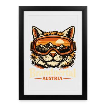 Lunettes de ski pour chat Panorama rétro cadeau amusant - Affiche encadrée (27 × 37 cm) - noir - Devant
