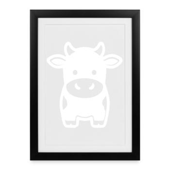 Cow Standing Comic Dairy Cow Icon - Framed poster (27 × 37 cm) - black - Front