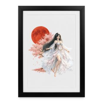 Enchanteresse Fleur au Clair de Lune - Affiche encadrée (27 × 37 cm) - noir - Devant