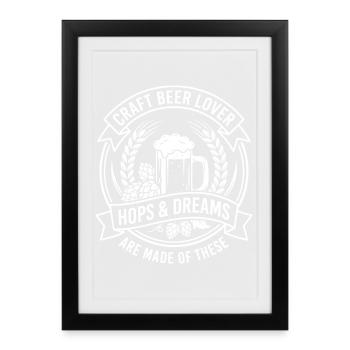 Bières artisanales, houblons et rêves - Affiche encadrée (27 × 37 cm) - noir - Devant