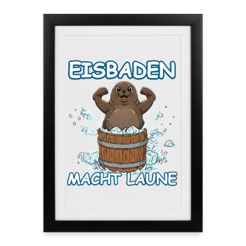 Phoque de bain de glace - Affiche encadrée (27 × 37 cm) - noir - Devant