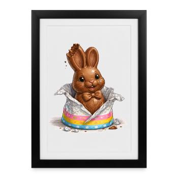Schokoladenhase im Osterei  - Gerahmtes Poster (27 × 37 cm) - Schwarz - Vorne