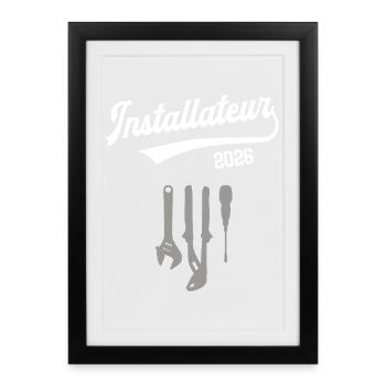 Installateur 2026 Mécanicien de l’usine plomberie chauffage - Affiche encadrée (27 × 37 cm) - noir - Devant
