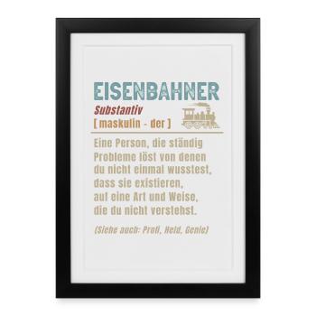 Railwayman Definition Railway Locomotive - Framed poster (27 × 37 cm) - black - Front