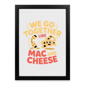 Design du couple de meilleurs amis macaronis au fromage - Affiche encadrée (27 × 37 cm) - noir - Devant