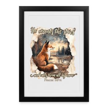 Christian Quote Bible Verse Fox - Framed poster (27 × 37 cm) - black - Front