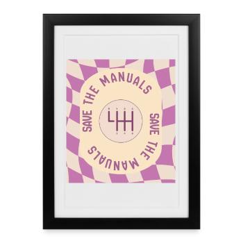 Gardez le design des manuels pour les passionnés de voiture - Violet - Affiche encadrée (27 × 37 cm) - noir - Devant