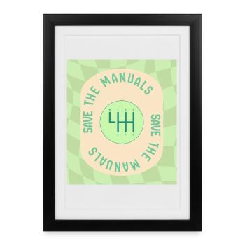 Garde le design des manuels pour les passionnés de voiture - vert - Affiche encadrée (27 × 37 cm) - noir - Devant