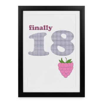 Enfin 18 – Berry Plaid Design - Affiche encadrée (27 × 37 cm) - noir - Devant