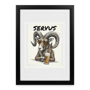 Beer mouflon - Framed poster (27 × 37 cm) - black - Front