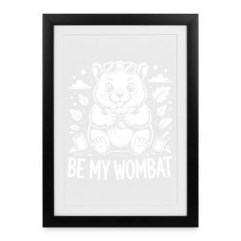 Wombat Ami câlin avec une couronne de feuilles - Affiche encadrée (27 × 37 cm) - noir - Devant