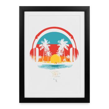 Palmier d’été de plage - Affiche encadrée (27 × 37 cm) - noir - Devant