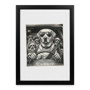 Dog family flashed - Framed poster (27 × 37 cm) - black - Front