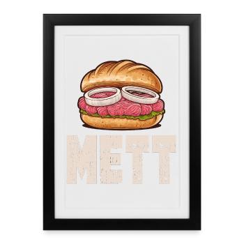 Mett Rolls Fan Collation de petit-déjeuner Mettigel - Affiche encadrée (27 × 37 cm) - noir - Devant