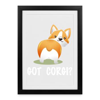 T’as des Corgi ? Corgi-Po espiègle - Affiche encadrée (27 × 37 cm) - noir - Devant