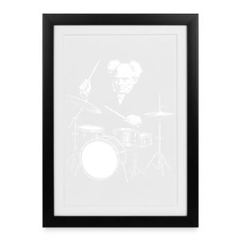 Schopenhauer Batteur Burst Silhouette - Affiche encadrée (27 × 37 cm) - noir - Devant