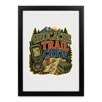 ÉQUIPE DE SENTIER GÉOCACHE - Affiche encadrée (27 × 37 cm) - noir - Devant