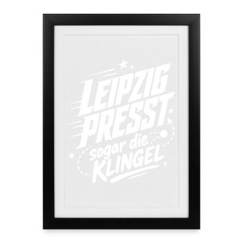 Leipzig presst sogar die Klingel - Gerahmtes Poster (27 × 37 cm) - Schwarz - Vorne