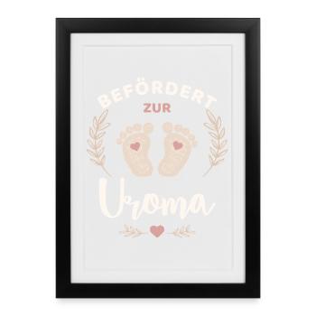 Befördert zur Uroma Frischgebackene Urgroßmutter - Gerahmtes Poster (27 × 37 cm) - Schwarz - Vorne
