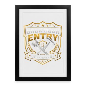 Spécialiste de l’entrée par la porte dérobée – Funny Men - Affiche encadrée (27 × 37 cm) - noir - Devant