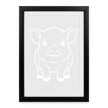 White Pig Piggy Gift Farmer - Framed poster (27 × 37 cm) - black - Front
