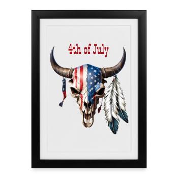 US 250th Anniversary – Freedom Skull Western Style - Framed poster (27 × 37 cm) - black - Front