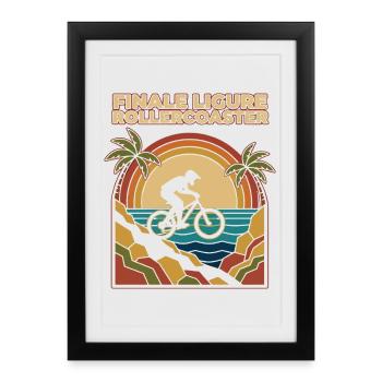 Finale Ligure Rollercoaster Retro Enduro MTB - Affiche encadrée (27 × 37 cm) - noir - Devant