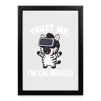 Zebra Cartoon Virtual Reality Gamer Saying - Framed poster (27 × 37 cm) - black - Front