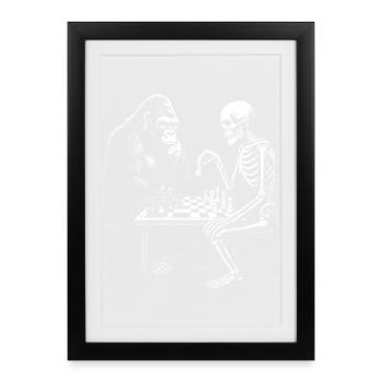 Duel d’échecs du squelette gorille - Affiche encadrée (27 × 37 cm) - noir - Devant