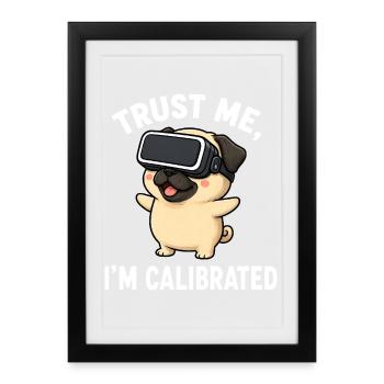 Diction de joueur de dessins animés carlin mignonne - Affiche encadrée (27 × 37 cm) - noir - Devant