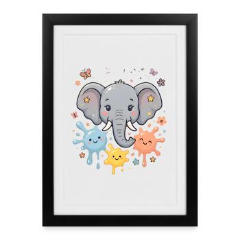 Elephant Splash Squad - Framed poster (27 × 37 cm) - black - Front