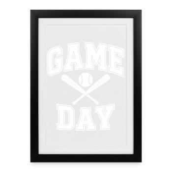 Game Day Baseball – Schläger & Ball - Gerahmtes Poster (27 × 37 cm) - Schwarz - Vorne