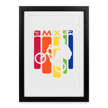 BMX Rainbow Stunt Silhouette - Framed poster (27 × 37 cm) - black - Front