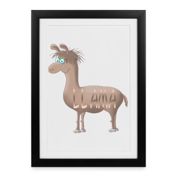 Llama - Framed poster (27 × 37 cm) - black - Front