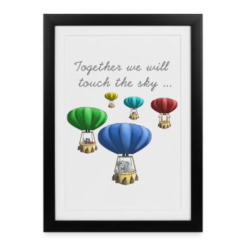 Ballons à air chaud colorés - Affiche encadrée (27 × 37 cm) - noir - Devant