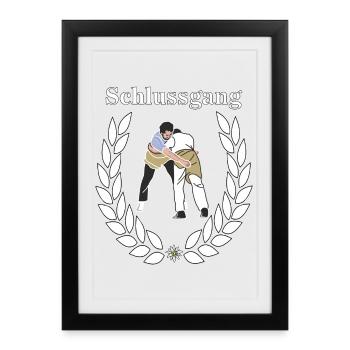 Schwingen Schwinger Schlussgang  Schwingerkönig - Gerahmtes Poster (27 × 37 cm) - Schwarz - Vorne