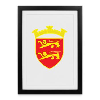 RED COAT OF ARMS LION TOWER GOLD COPYRIGHT RUNEMBERG - Framed poster (27 × 37 cm) - black - Front