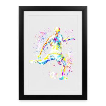 Fussball - Fussballspieler Cristiano - Bunt - Gerahmtes Poster (27 × 37 cm) - Schwarz - Vorne
