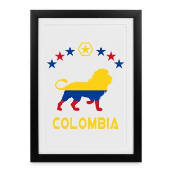 Conception / idée cadeau de lion de Colombie - Affiche encadrée (27 × 37 cm) - noir - Devant