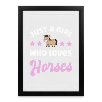 Horse Horses - Framed poster (27 × 37 cm) - black - Front