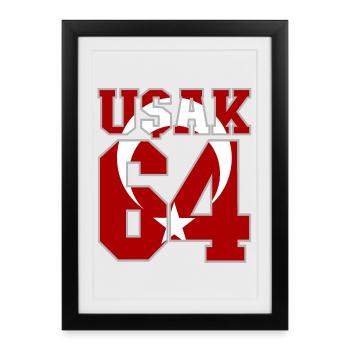 Usak 64 Drapeau de la Turquie - Affiche encadrée (27 × 37 cm) - noir - Devant