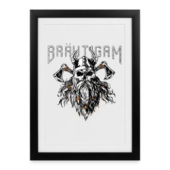 Bräutigam Wikinger Stil - Gerahmtes Poster (27 × 37 cm) - Schwarz - Vorne