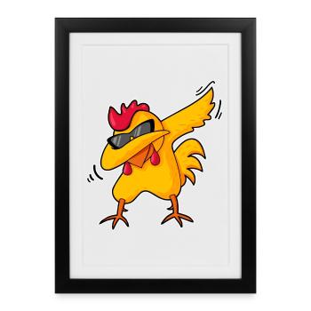 Drôle Dabbing Poulet Cool Ferme Ferme Humour - Affiche encadrée (27 × 37 cm) - noir - Devant